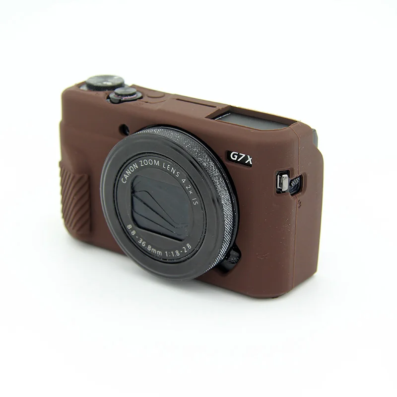 Чехол для Камеры силиконовый чехол для камеры Canon G7X Mark 2 G7X II G7X2 G7XII защитный чехол для корпуса сумка с крышкой объектива 8 цветов - Цвет: Шоколад