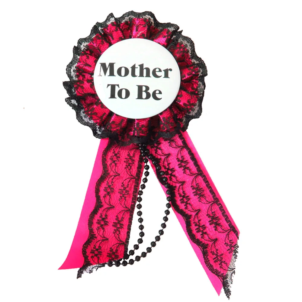 Розовая кружевная лента, значок, круглая брошь для девочек на выход, пуговица «Мама-быть», булавка для принцессы на день рождения, для девичника, вечерние, для праздника - Цвет: PRBLROUNDMOTHTOBE