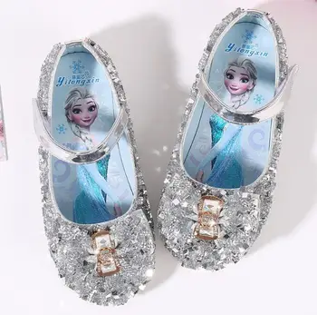 

Children's Princess Bow Shoes Flat Party Shoes Girls Elsa Autumn Crystal Shoes Baby Soft-Soled Princess Sneakers