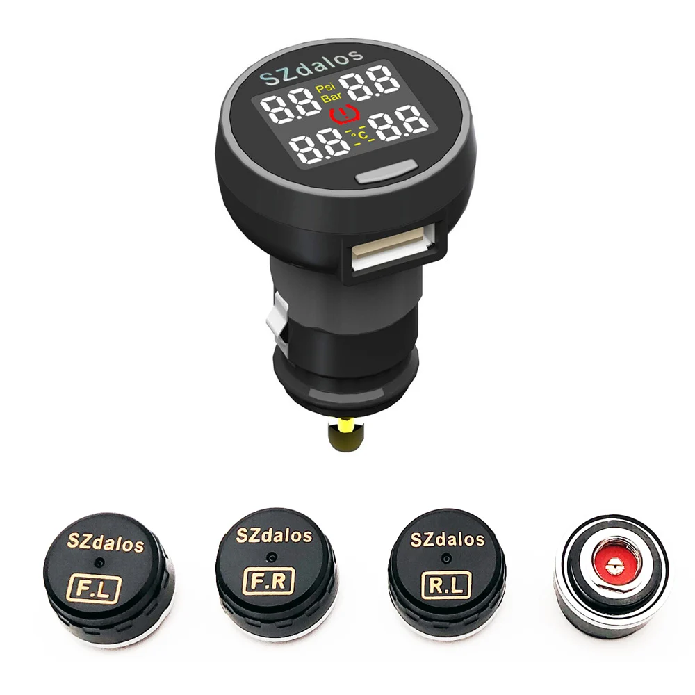 TP200 Wireless tpms Tire Pressure Monitor System tmps with cigarette charger External Sensor szdalos