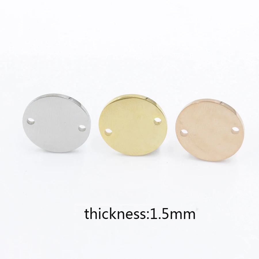 Fnixtar 20pcs 8-25mm Rose Gold Color Mirror Polished Stainless Steel Round Disc Charms Connector DIY Bracelet Charm
