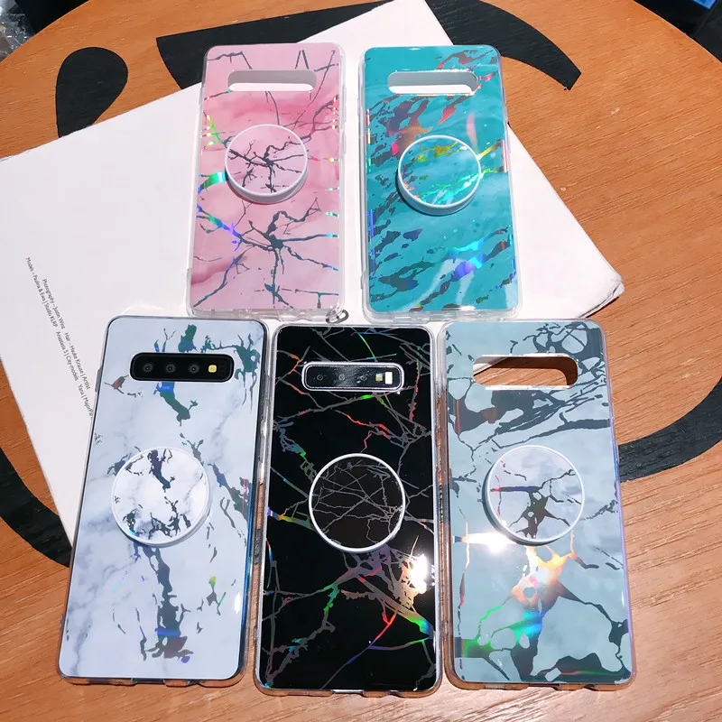

For Samsung Note 10 Pro S10E S10 S9 S8 Plus S7 EDGE Note 9 8 Marble Soft Silicone TPU Case with Stand Phone Holder Cover