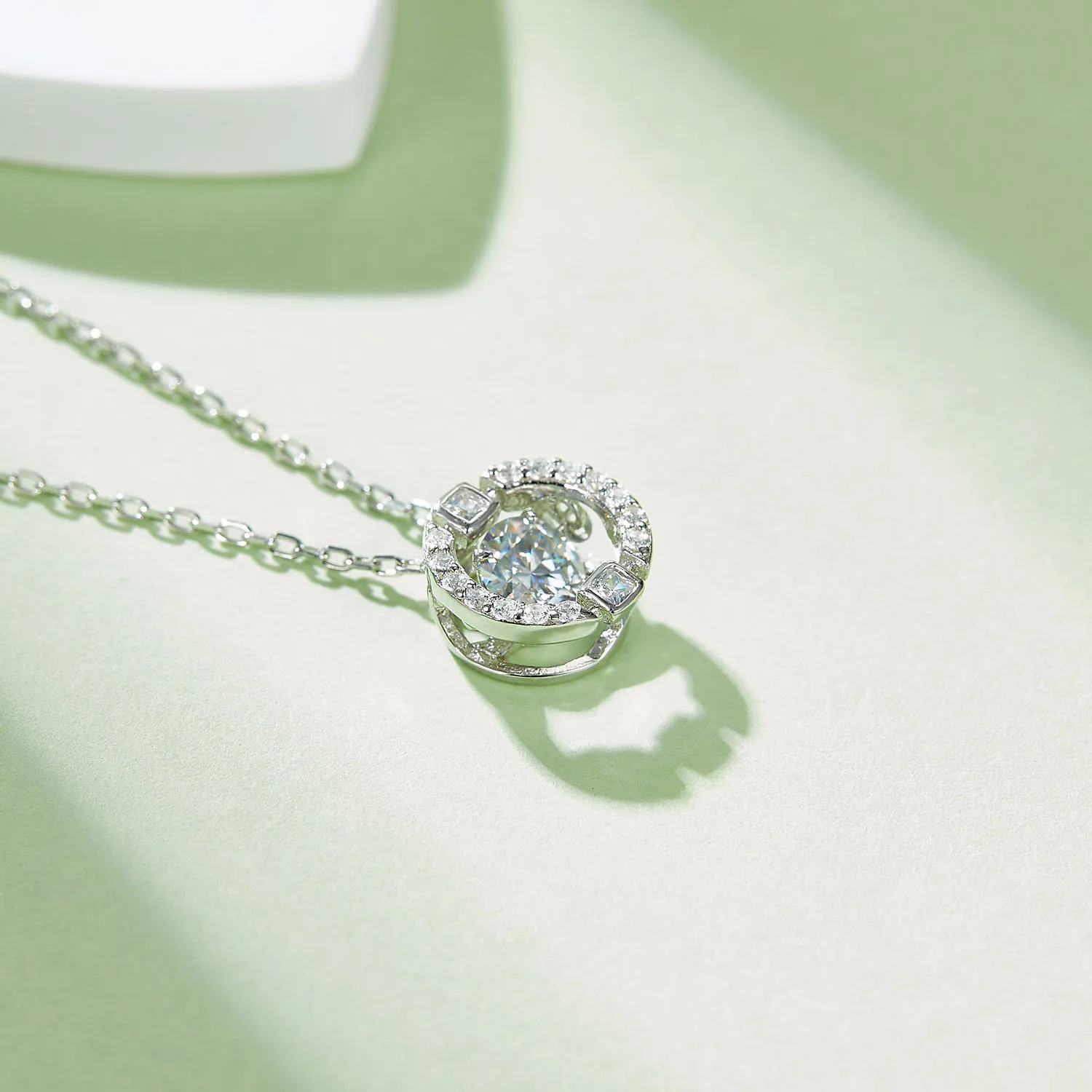 RICA FELIZ 925 Sterling Silver Moissanite Necklace 5.0mm 0.5Ct Moissanite Dancing Diamond Pendant Necklace For Women Wedding RicaFeliz • 2022