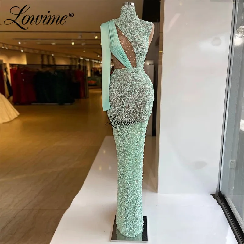 

Женское платье с юбкой-годе Lowime Couture, вечернее платье с одним длинным рукавом, официальное платье для выпускного вечера, 2022