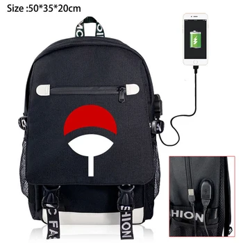 

Anime Canvas Backpack Naruto Uchiha Sharingan Cosplay Shoulder Bag Laptop Bag Men Women USB Charging computer Travel backpack