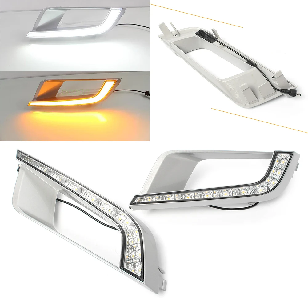 

Car Front Bumper Fog Lamp Daytime Running Lights Turn Signals 1Pair Left + Right For Ford Ranger 2015-2016
