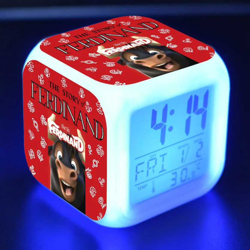 21 Ferdinand мультяшный будильник детские игрушки Led reloj будильник, цифровой Электронные часы с будильником Пробуждение свет стол reveil wekker - Цвет: 21