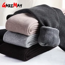 Зимние Бархатные леггинсы для женщин с высокой талией, вязаные плотные штаны, женские обтягивающие Стрейчевые хлопковые леггинсы с эффектом пуш-ап, женские рождественские леггинсы