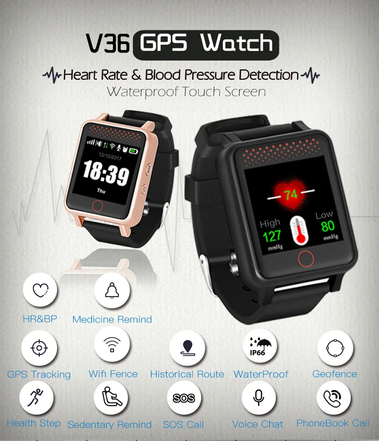 Персональный gps Смарт часы с устройством слежения RF-V36 gps+ Wifi+ LBS Отслеживание для Elederly детей двусторонний разговора сердцебиение/Обнаружение артериального давления