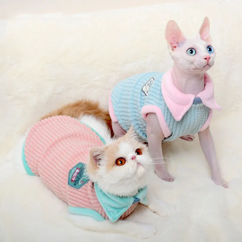 

Cat Clothes Sleeveless Vest Net Sphinx Warm Winter Comfortable Cat Clothing for Small Dog Pet supplies Matte Color
