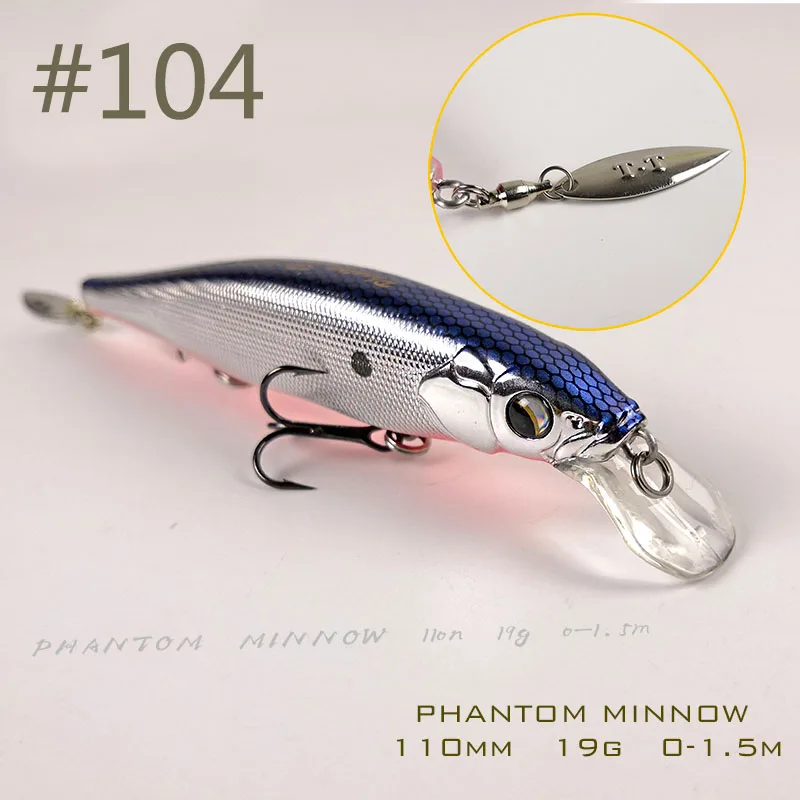 Новая приманка TH110 suspension Minnow 110 мм 19 г Джеркбейт качающийся, искусственный рыболовный Приманка для морской окуня форели окуня Щука приманка для рыбы суспендер воблер - Цвет: Color 104