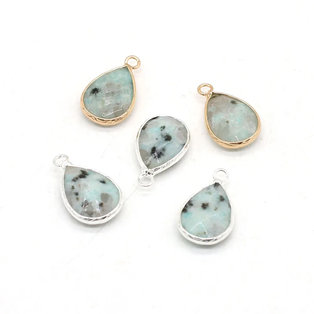 

2pcs Natural Glitter Stone Drop-shaped Boutique Pendant DIY Creative Fashion Charm Necklace Bracelet Jewelry Gift