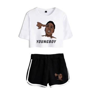

YoungBoy Never Broke Again Album 2 Piece Set Women Shorts Suit Summer Fashion Shirt And Shorts hip hop Sexy Casual Clothes