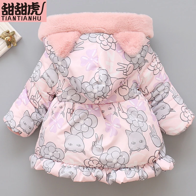  Baby Girls Jacket Autumn Winter Jacket For Girls Coat Kids thick Warm Hooded cat ear Outerwear Chil