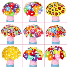 40 шт., креативный цветок на пуговицах для детей, для самостоятельного изготовления цветочного букета, кнопка развития, Цветочная композиция