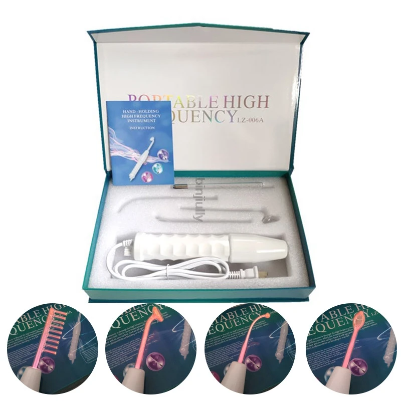

Hot sale Portable Derma Electrotherapy High Frequency With 4 Violet Ray Wand