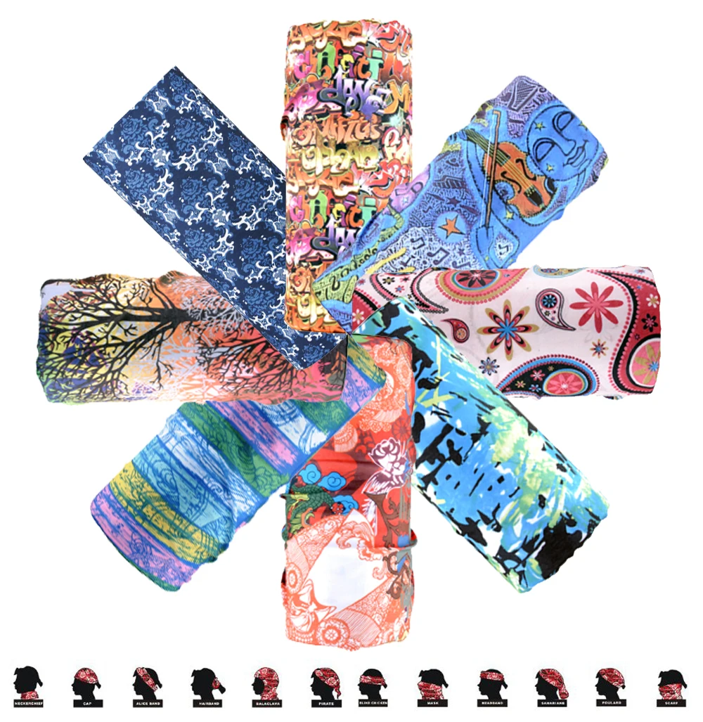 

18 Style Art Polyester Scarves Face Dust Mask Outdoor Sports Bandana Scarf Camping Cycling Headwear Hiking Magic Scarves