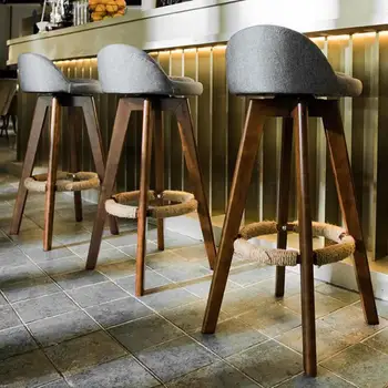 

Bar Chair, Solid Wood Bar Chair, Front Desk Chair, Modern Simple Milk Tea Shop, High Stool, Household Rotary Creative Bar Chair