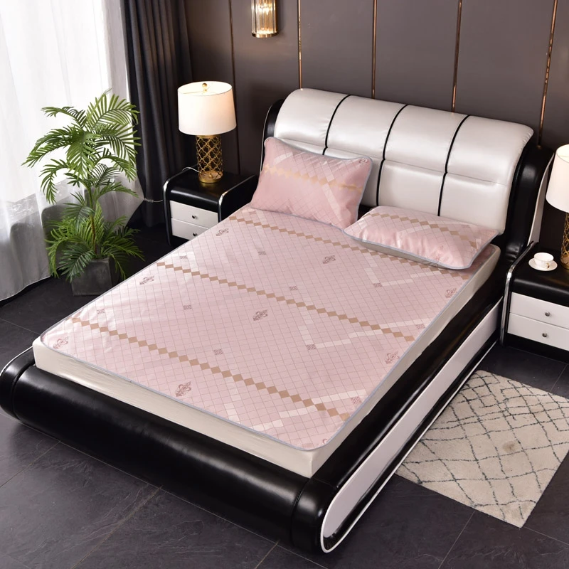 

Flat Sheet Summer Bed Sheet Ice Silk Summer Type Full Cover Elastic Printing Pink Color High Quality Sheets Single Twin Bed Size