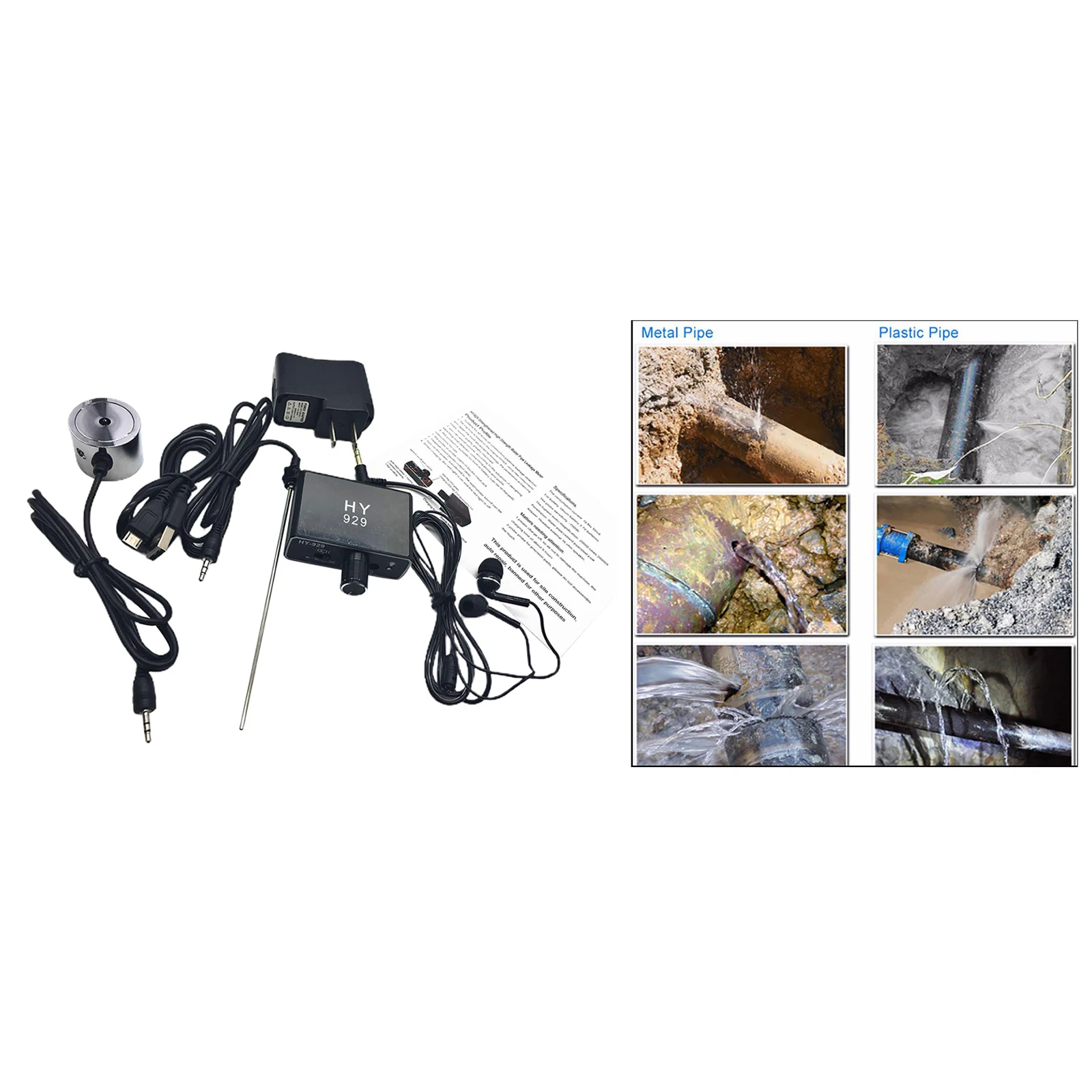 HY929 High Strength Wall Microphone Voice Bug for Water Oil Leakage US Plug