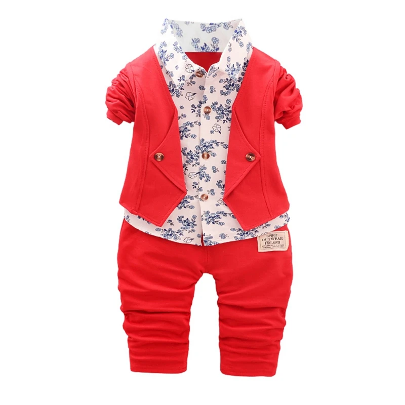 Осенне-весенний комплект одежды для маленьких мальчиков, Детская футболка с длинными рукавами и штаны Повседневная одежда Блуза для мальчика с принтом топы и брюки детские комплекты