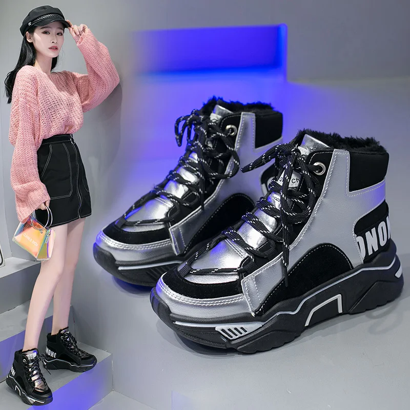 Ботинки; женские зимние фирменные кроссовки; трендовая теплая женская обувь; Высококачественная Спортивная Удобная Уличная обувь на плоской подошве; Zapatillas Muier