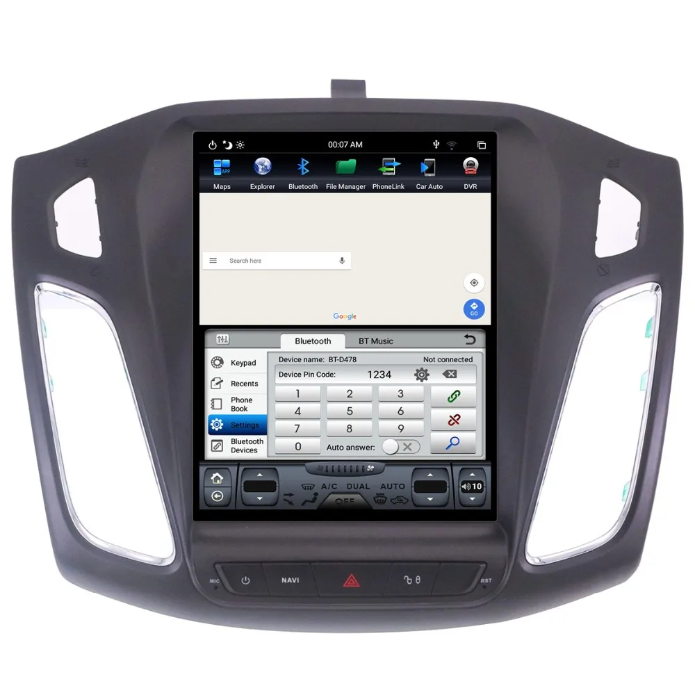 4G 64G PX6 Android 9.0 Car Radio Tesla Vertical Screen for Ford Focus 2013- Audio Player In-dash Carplay GPS Navigation
