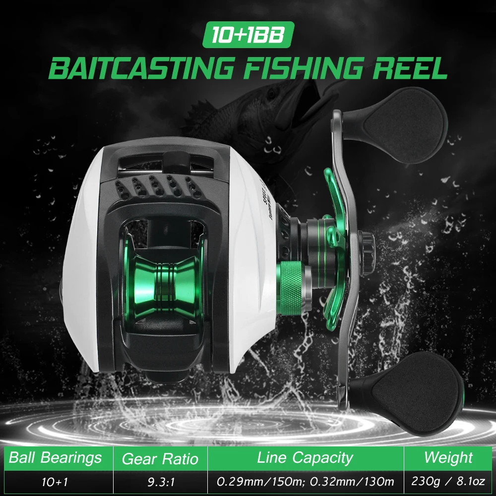 Lightweight High Speed 9.3:1 Gear Ratio Baitcast Fishing Reel 10+1 Ball Bearings Baitcasting Fishing Reel Baitcaster Tackle