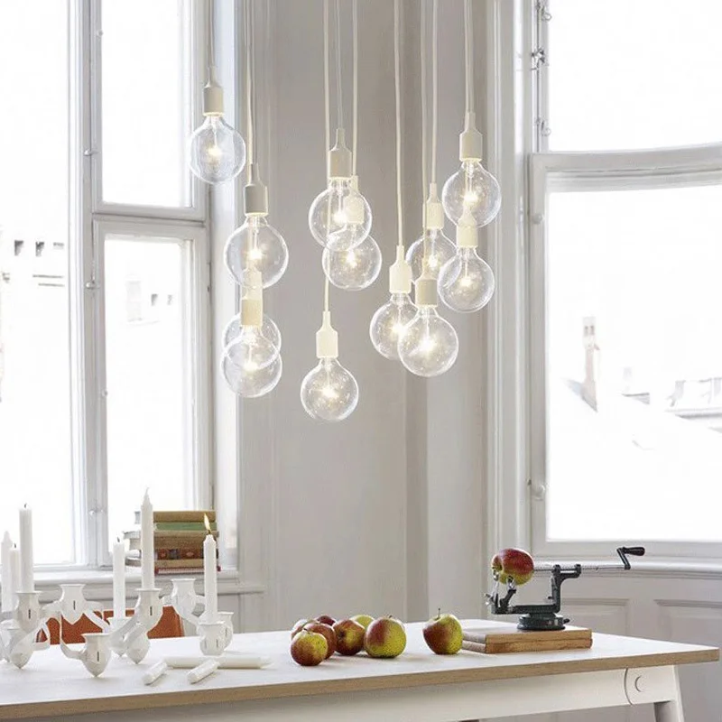 Pendant Lights Ceiling Creative Colored Chandelier Simple Living Room Bedroom Cafe Decoration Lustres E27 Lamp head Lamp holder
