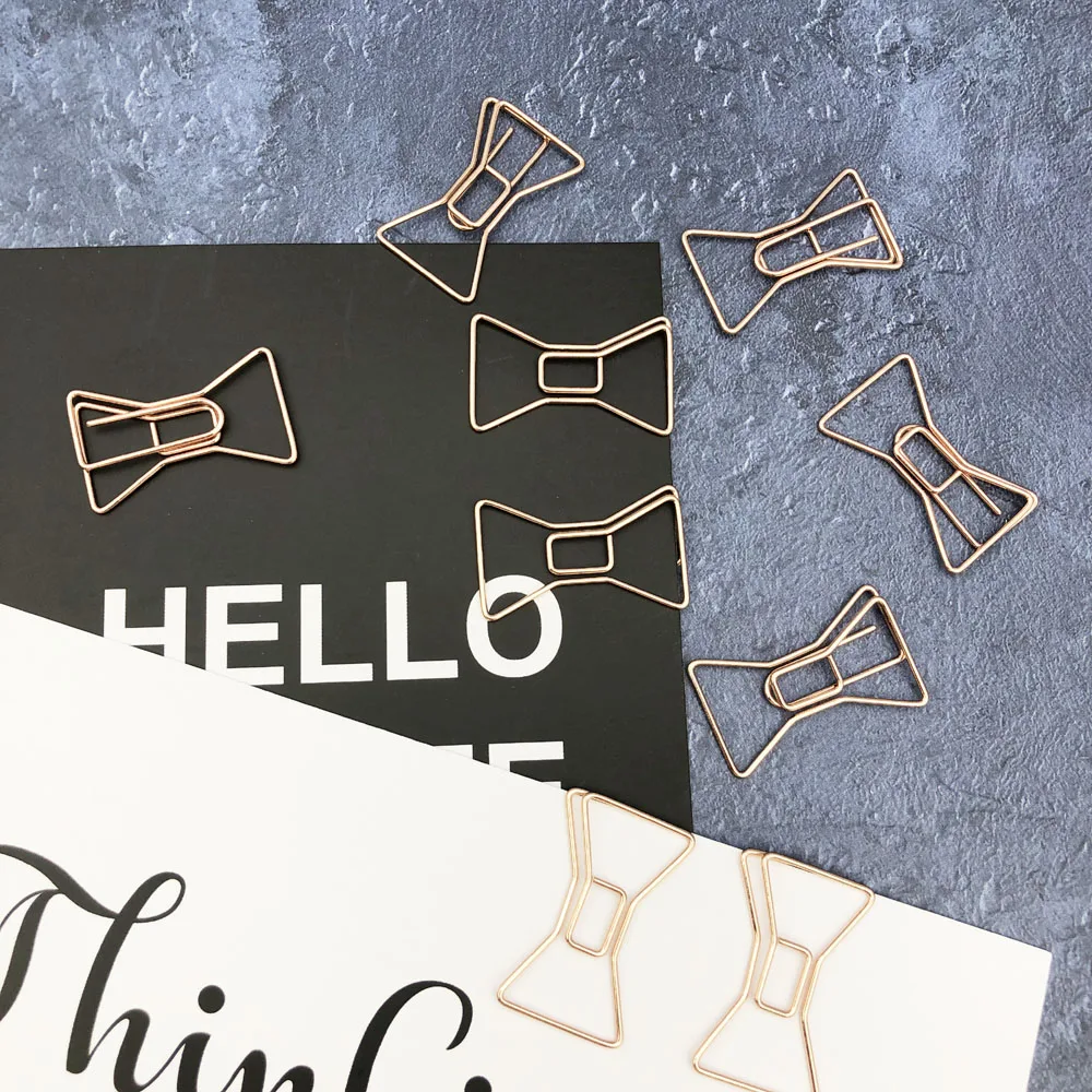 20PcsCuteBowShapedPaperClipsBoxSetFunMetallicPaperclipsFor