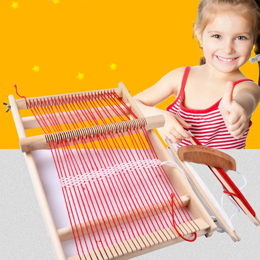 

Education For Kids Fun Learning Toys For Children Elm Looms Wooden Tapestry Hand-Knitted Machine DIY Weaving Loom Kit W912