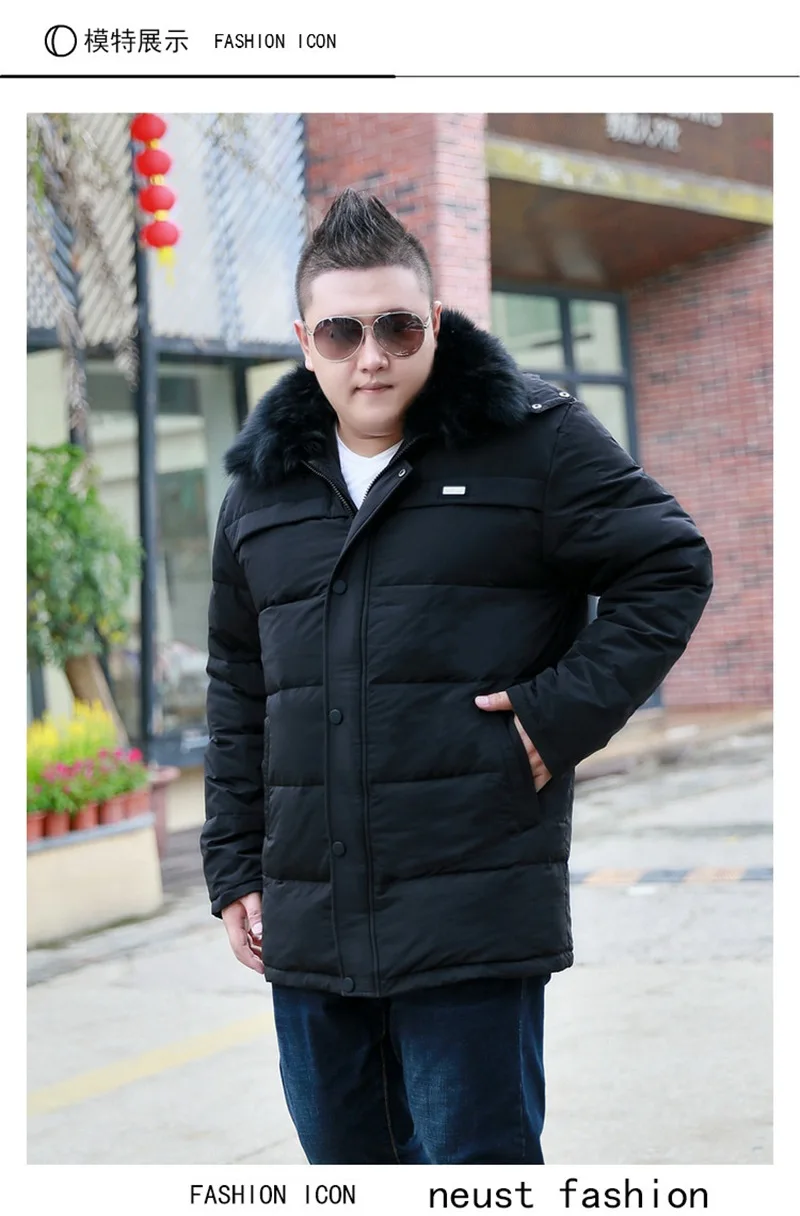 New thick fat man 150 kg middle-aged father loaded large size fur collar plus fertilizer to increase the collar men's down jacke