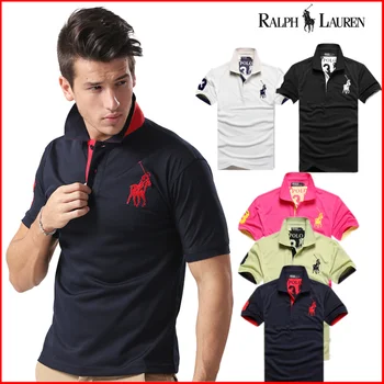 RALPH LAUREN-Polo para hombre, de manga corta Camiseta de algodón, Polo de cocodrilo, camiseta lisa para hombre, camisetas transpirables