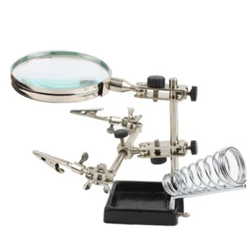 

Desktop Jewelry Loupe Repairing Tools Stand Professional Gift Magnifier Third Hand Clamp Magnification Soldering Iron Helping