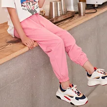 Штаны для девочек коллекция года, летний стиль, джинсы из чистого хлопка в Корейском стиле для больших мальчиков детские повседневные модные штаны в западном стиле