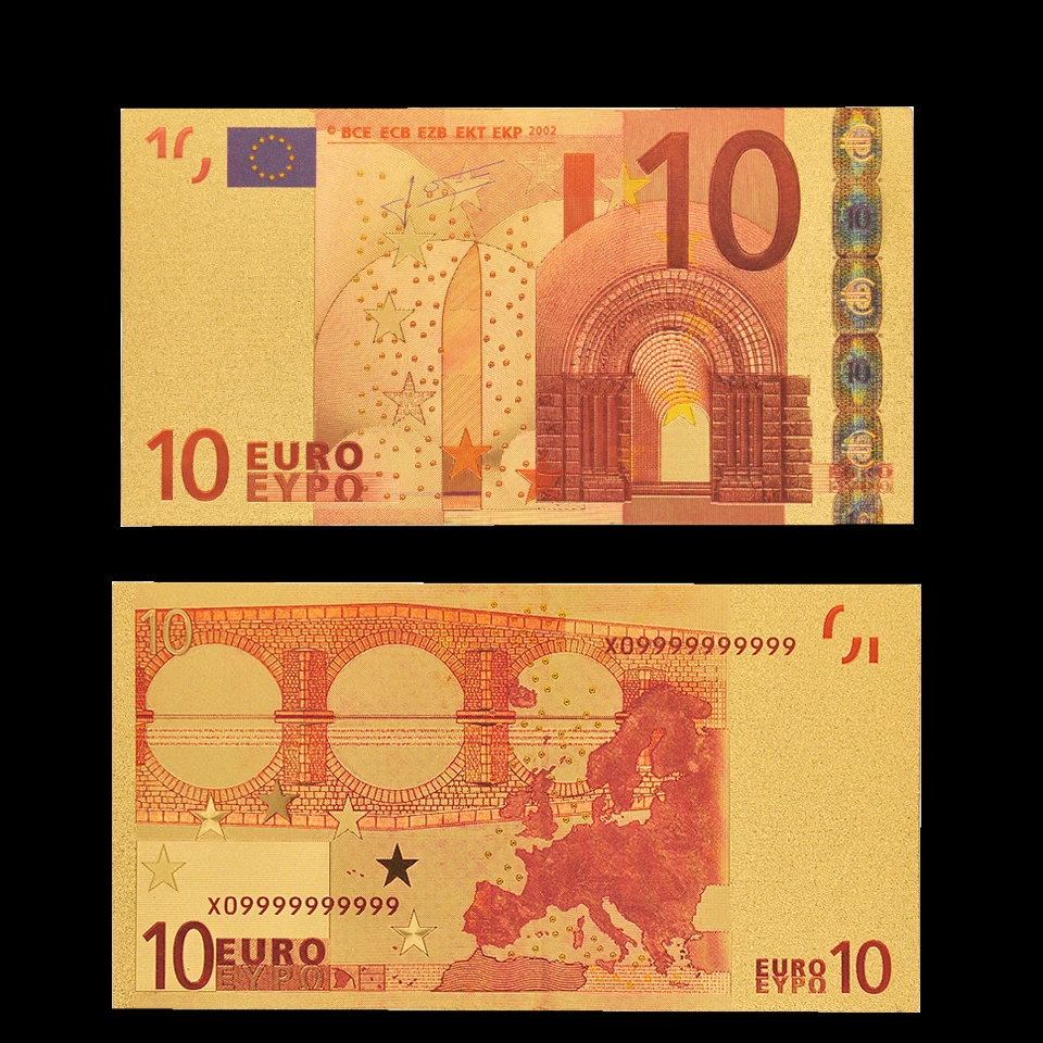 

Banknotes Paper Money Collecting Euro 10 Color Gold Banknote Bill Copy Real Money Collection