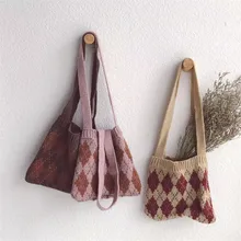 Зимняя вязаная сумка для маленьких девочек; милая детская Корейская сумка; все аксессуары; дешевая вязаная сумка с цветочным принтом и стразами