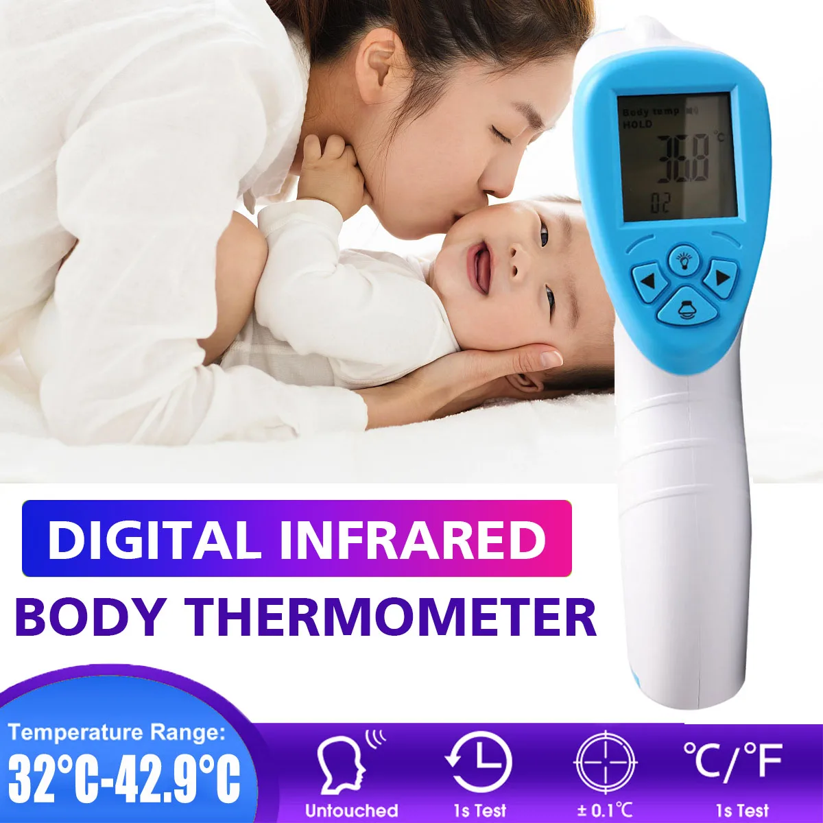 

Digital Non-Contact Infrared Head Forehead Thermometer Temperature Meter Health Measurement Tools