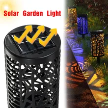RGB Солнечный садовый фонарь, танцующее пламя, солнечные огни, наружное ландшафтное освещение для газона, внутренний двор, садовая дорога, тропа