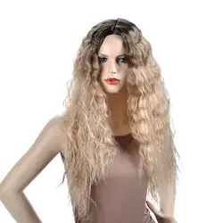 Alizing ombre черные светлые синтетические волосы парик длинные волнистые кудрявые парики высокотемпературные волокна волос женщина косплей