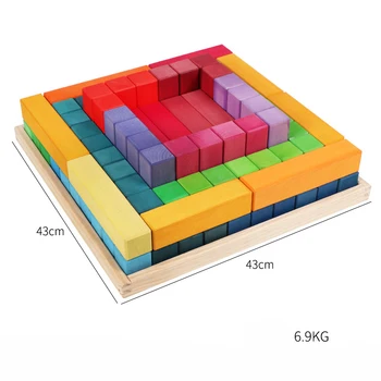 

wooden rainbow blocks color circle German pyramid building blocks educational toys juguetes brinquedos jouet Stacking Blocks new
