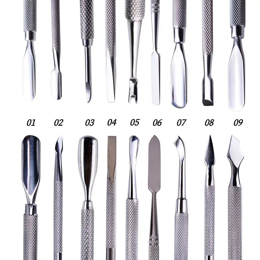1 pcs 2 Ways Cuticle Pusher Double-ended Stainless Steel 9 Shapes Repousse Cuticule Pusher For Manicure Nail Art Tool GL01-09