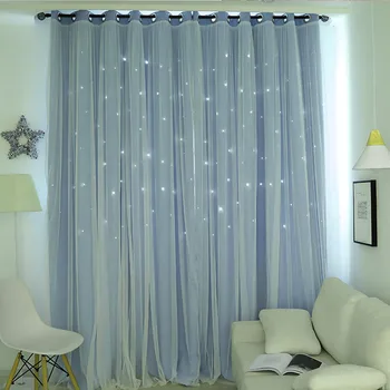 

Curtain + window screen Modern Hollow Star Faux Linen Blackout Curtains for Living Room Bedroom Curtains Window Curtains