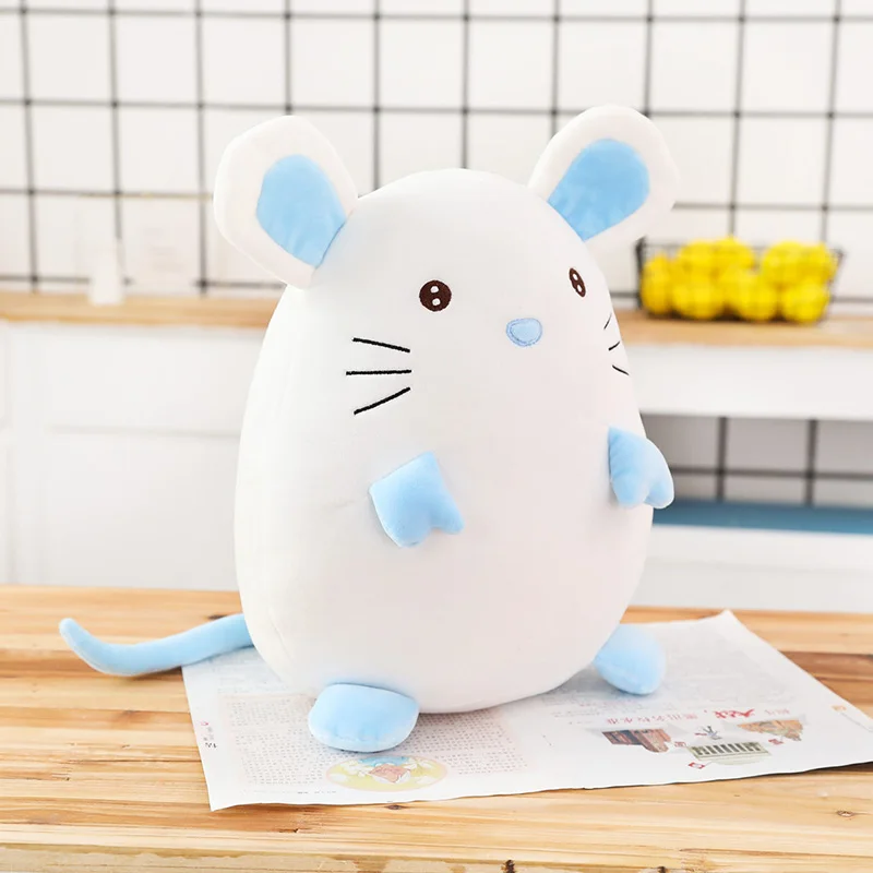 Синий 30 см Kawaii mouse мягкая подушка для детей, милая креативная мягкая подушка в виде животного хомяка, кукла для девочек, подарки на день рождения, украшение для дома - Цвет: Синий