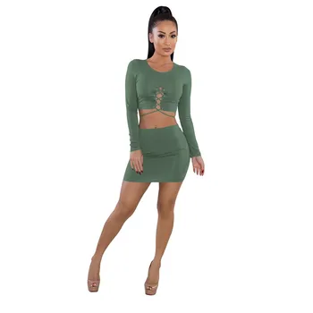 

2019 Female Summer Suit Bandage Sexy Two Piece Set Short Top And skirt Womens Clothing Fashion Sexy Womens Two Piece Sets