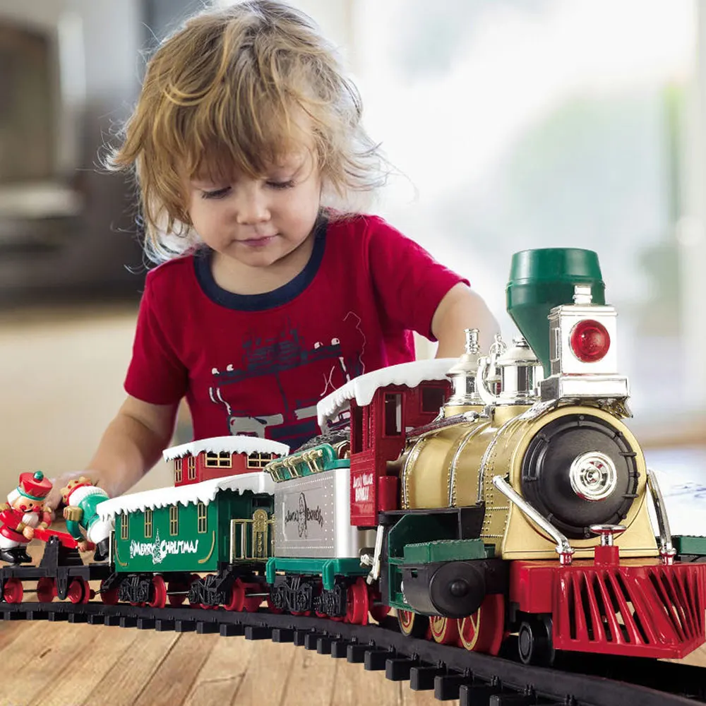 Assemble Railway Transport Electric Rail Car Building Block Track Set Compatible Toy Brick Train Home Interactive Christmas Gift