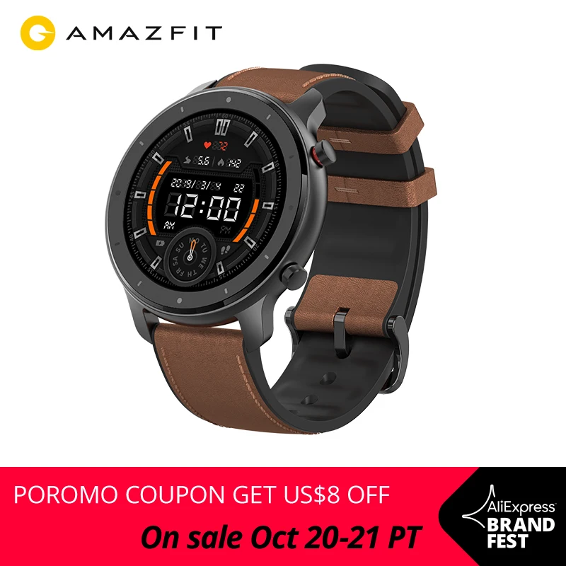  Amazfit GTR 47 мм Смарт-часы 5ATM водонепроницаемые Смарт-часы 24 дня батарея управление музыкой для iOS Android