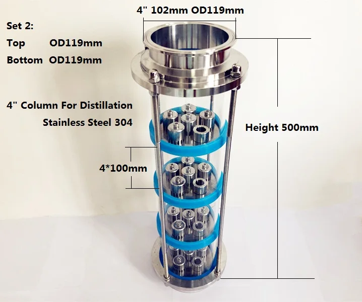 " дистилляционная колонна для объектива с 4 шт из нержавеющей стали 304 комплекты пластин, три-зажим прицел стекло соединение из нержавеющей стали 304