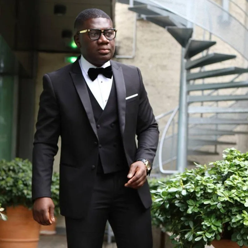 

Men Formal Dress Suits Fashion Business Black Suit men wedding suits mens tuxedos Style Mens Prom Tuxedos( jacket+Pants+vest)