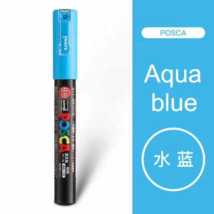 aqua Blue 1 шт. Uni Posca Краска Маркер постер цветная маркировочная ручка очень тонкая точка красочный художественный маркер ручка PC-1M - Цвет: aqua Blue